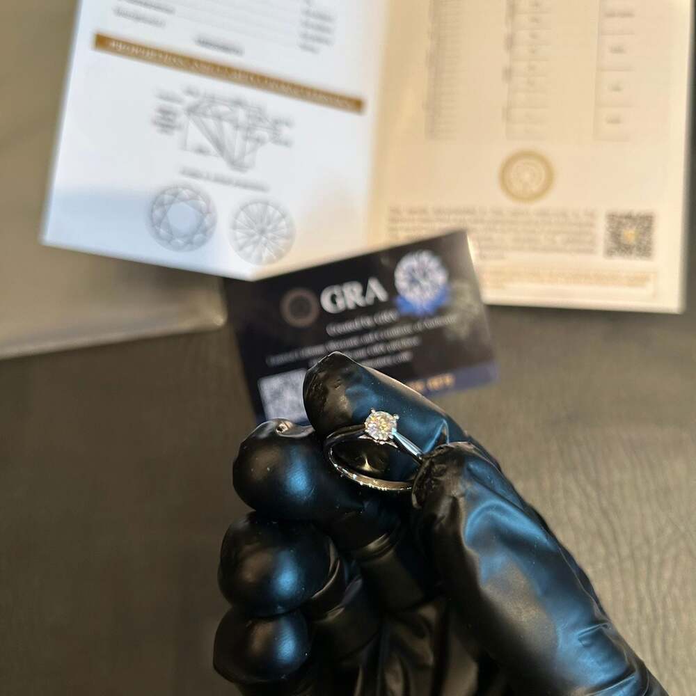 New 5mm GRA Certified Flawless Moissanite Ring Size 6 925 Silver Passes Tester